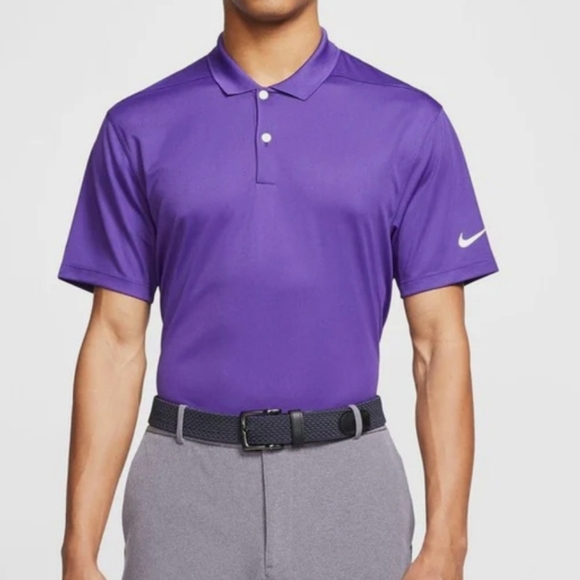 Nike Golf Dri-Fit Purple Wicking Short Sleeve Polo Shirt Lightweight Activewear - Picture 9 of 9